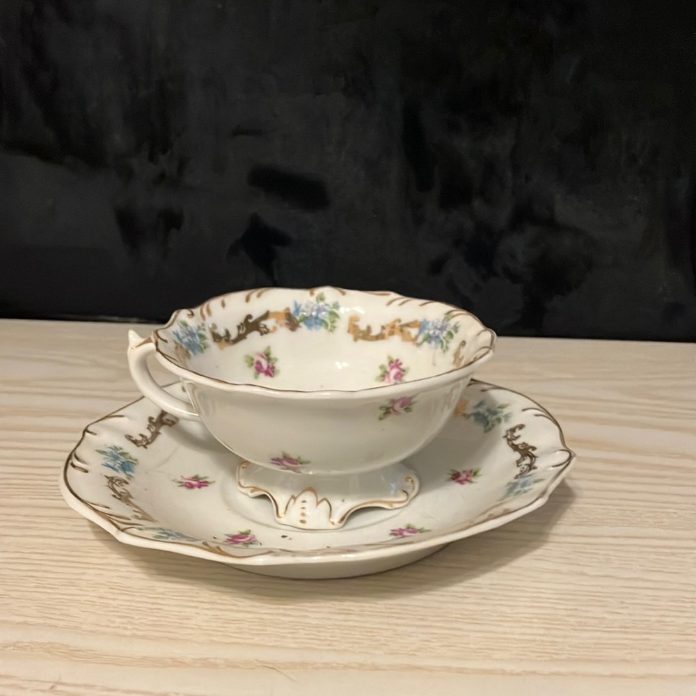 Floral Porcelain Teacup and Saucer Set